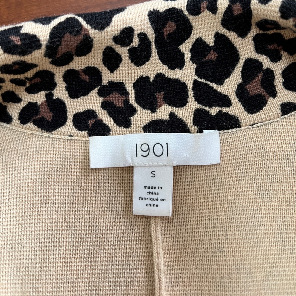 Nordstrom 1901 Sweater Blazer Cheetah Animal Print Womens Tan Black Size S - Picture 7 of 8